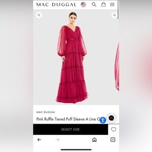 Mac Duggal Pink Ruffle Tiered Gown